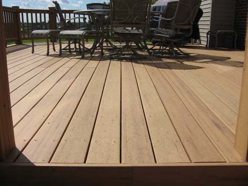 A moldy composite deck.