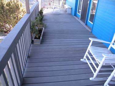 A stained composite deck.